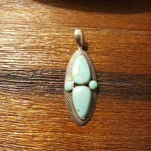 Vintage Sterling Silver Turquoise Pendant